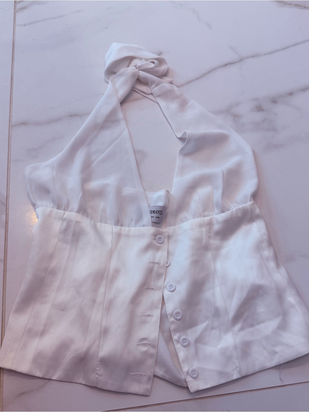 Peppermayo White Button Halter Bustier Top